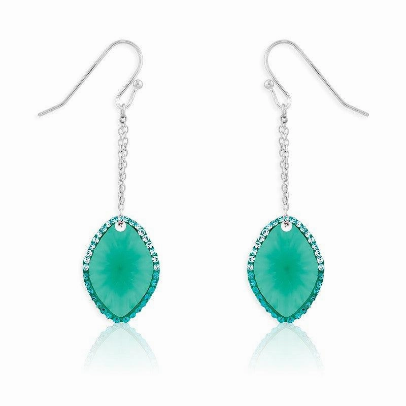 Sterling Silver Marquise CZ Green Crystals Earrings