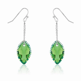 Sterling Silver Marquise Green CZ Dangling Earrings