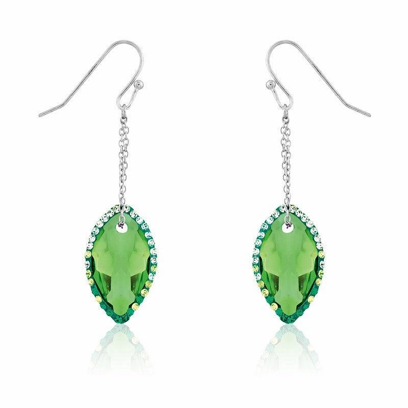 Sterling Silver Marquise Green CZ Dangling Earrings