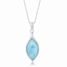 Sterling Silver Marquise Larimar Pendant