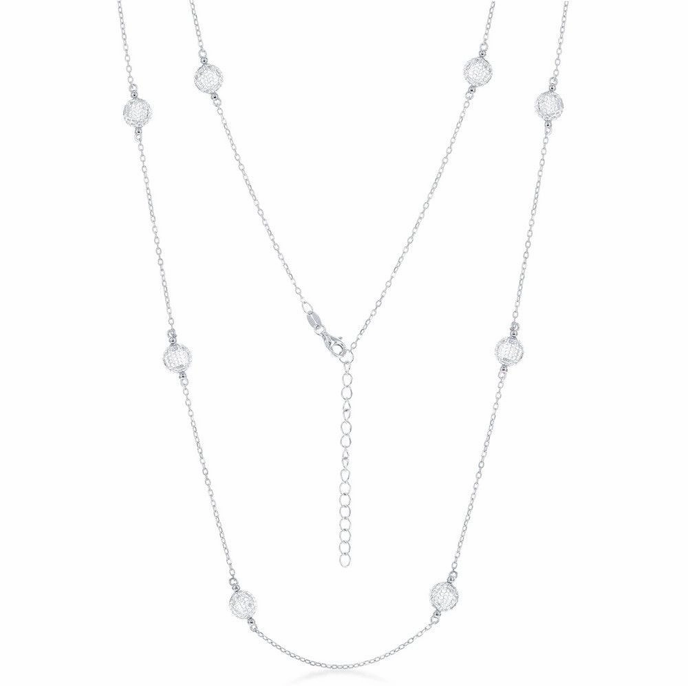 Sterling Silver Mesh Cubic Zirconia By The Yard Necklace