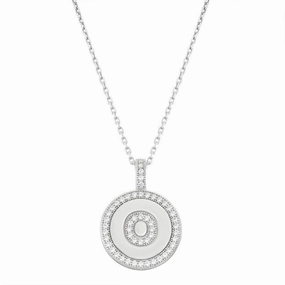 Sterling Silver Micro Pave Circle "O" Pendant Chain