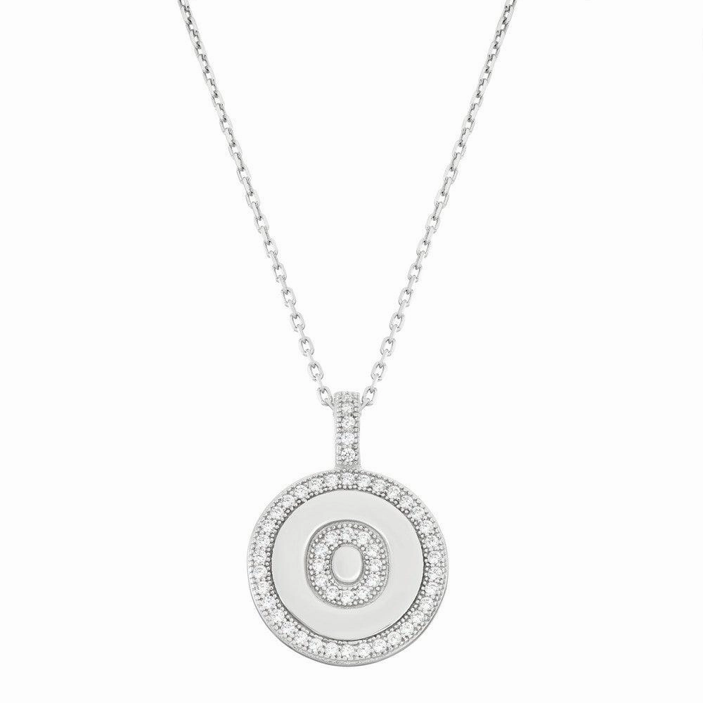 Sterling Silver Micro Pave Circle "O" Pendant Chain