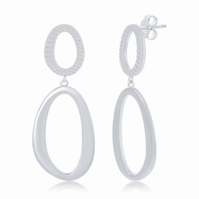 Sterling Silver Micro Pave Double Oval Earrings