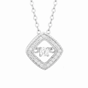 Sterling Silver Micro Pave Square Pendant Chain