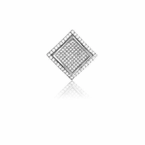 Sterling Silver Micro Pave Wavy Square Pendant (121 stones)