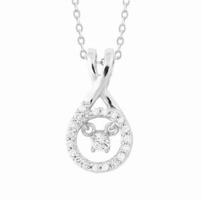 Sterling Silver Micro Pave with Center Dancing-Shimmering CZ Pendant With Chain