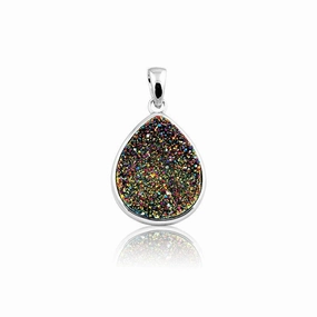 Sterling Silver Multi Colored Druzy Pendant