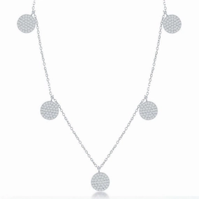 Sterling Silver Multi CZ Disc Necklace