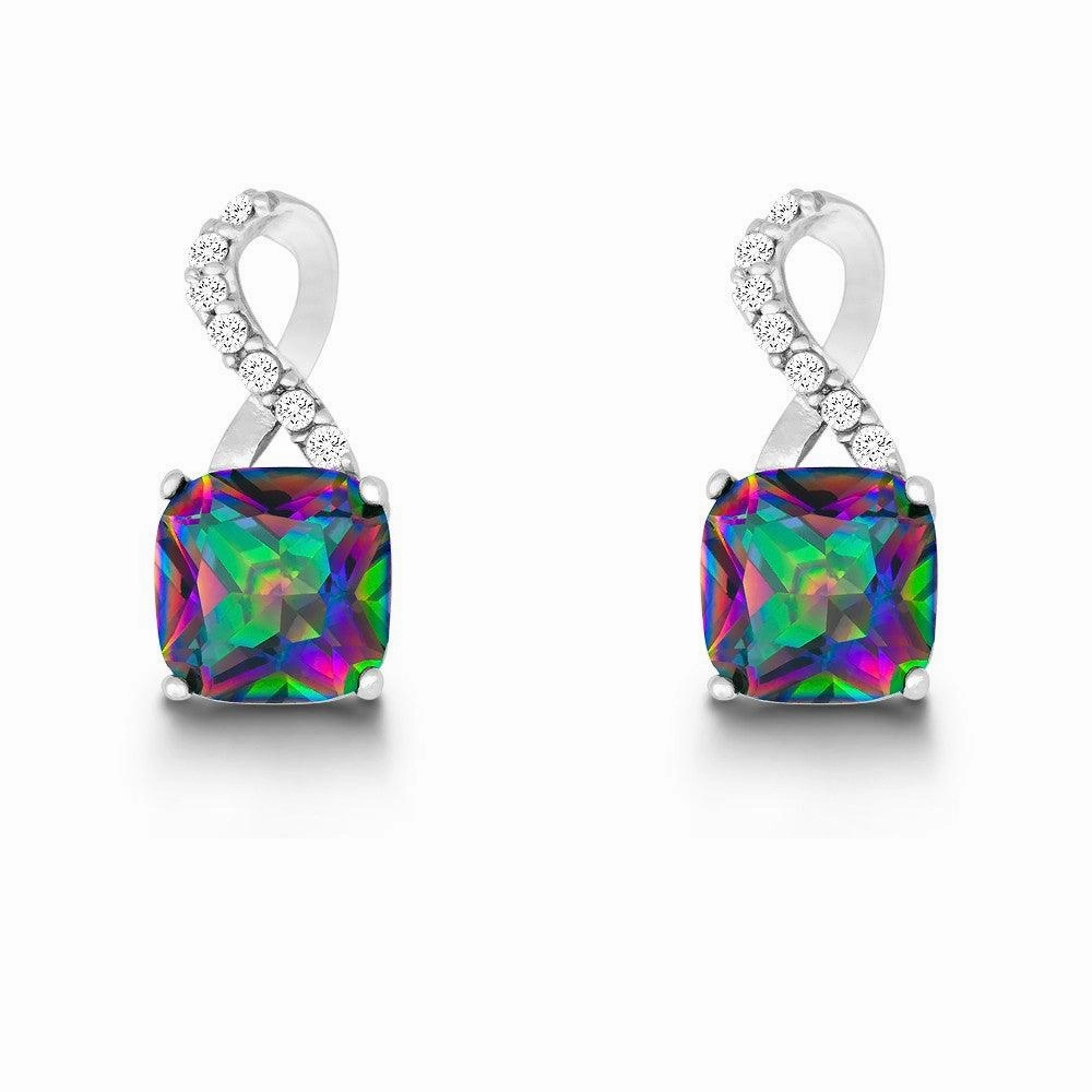 Sterling Silver Multi Half CZ Figure 8 Earrings