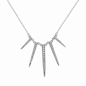 Sterling Silver Multi Sized Vertical CZ Bars Necklace