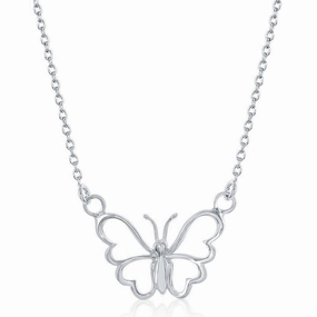 Sterling Silver Open Butterfly Necklace