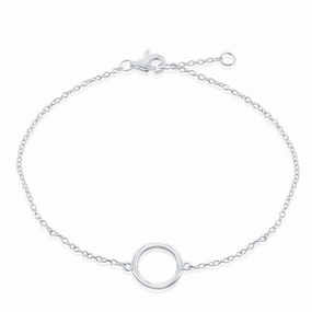 Sterling Silver Open Circle Bracelet, 6.5"