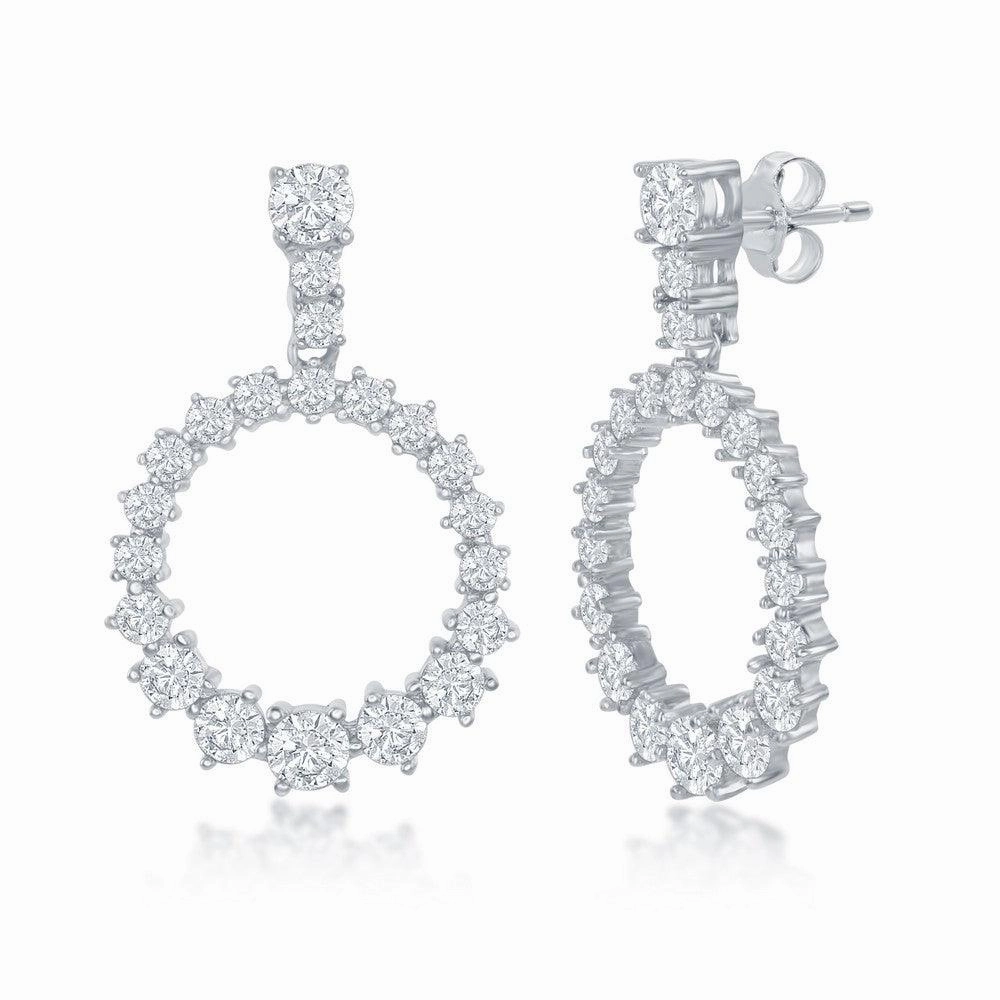 Sterling Silver Open Circle CZ Earrings