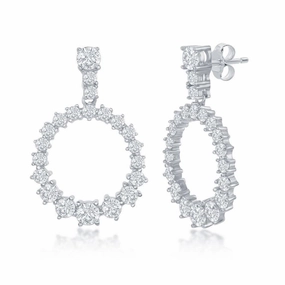 Sterling Silver Open Circle CZ Earrings