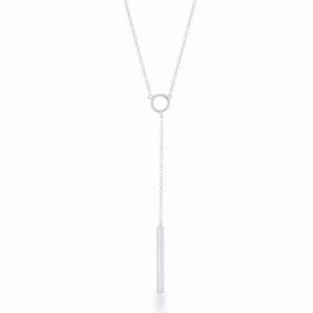 Sterling Silver Open Circle Hanging Bar Necklace