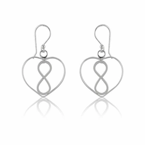 Sterling Silver Open Heart with Infinity Design Earrings