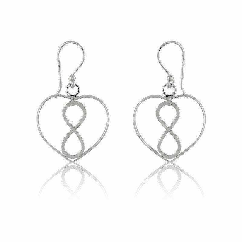 Sterling Silver Open Heart with Infinity Design Earrings