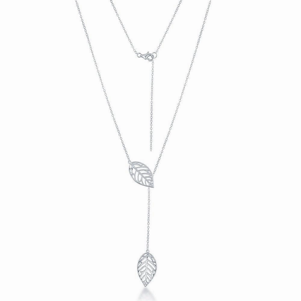 Sterling Silver Open Leaf Hanging Chain Necklace