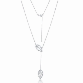 Sterling Silver Open Leaf Hanging Chain Necklace
