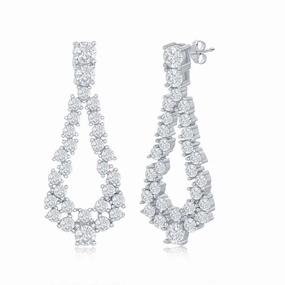 Sterling Silver Open Pear Shaped CZ Earrings