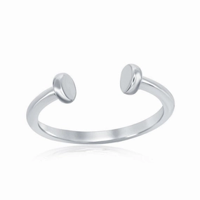 Sterling Silver Open Round End Ring, Size 5