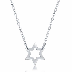 Sterling Silver Open Star Design Necklace