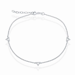 Sterling Silver Open Triangle Anklet