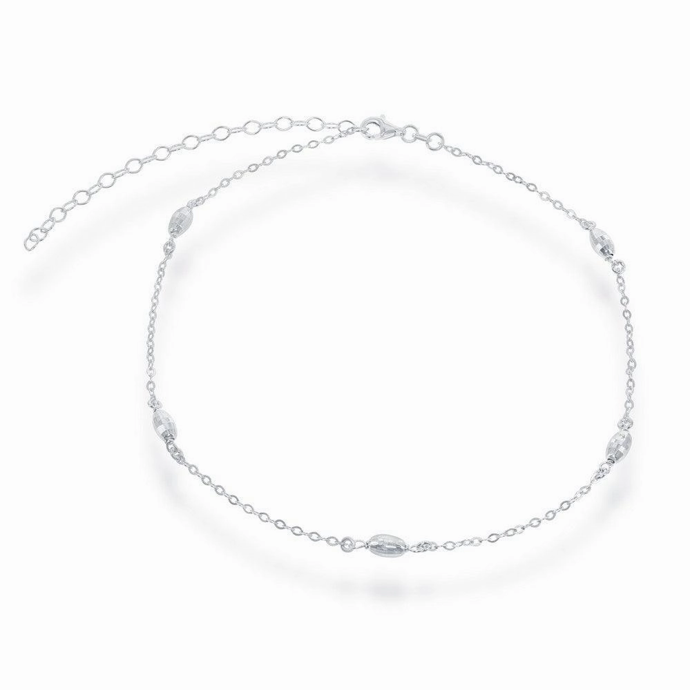 Sterling Silver Oval Bead Choker Necklace