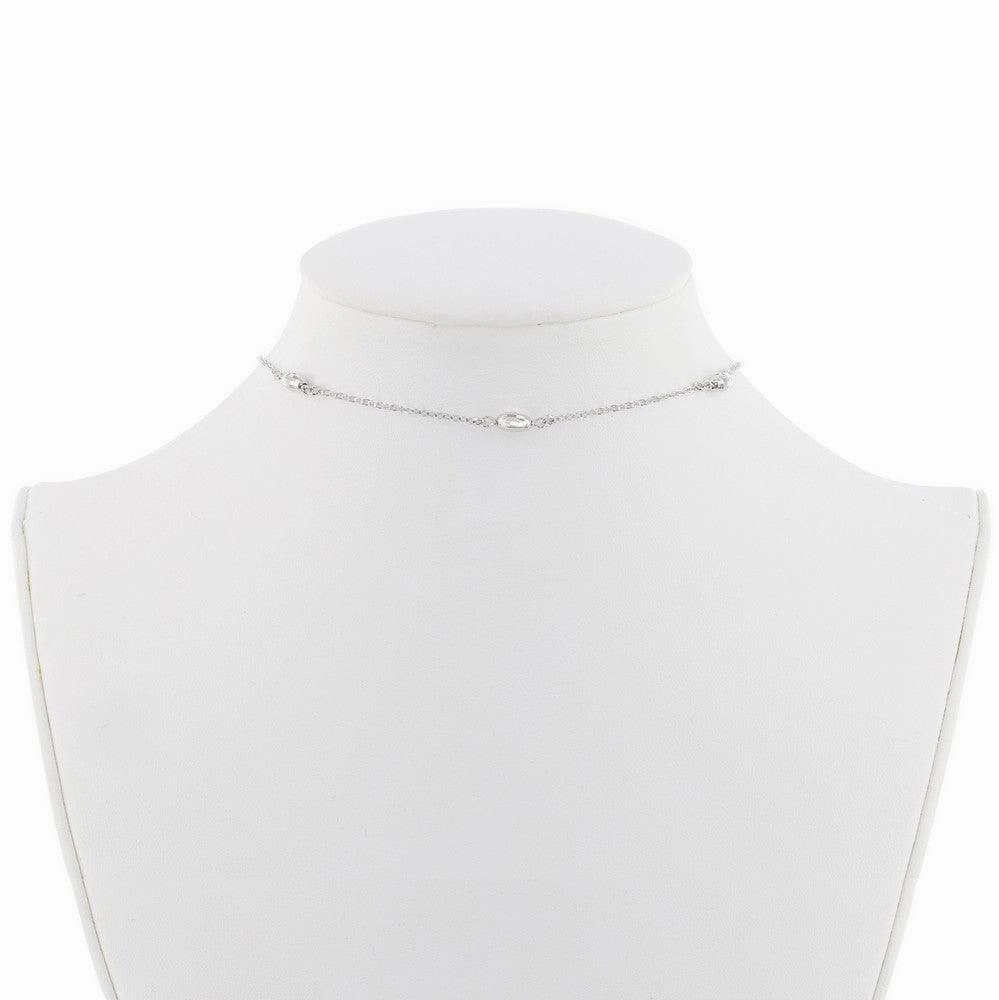 Sterling Silver Oval Bead Choker Necklace