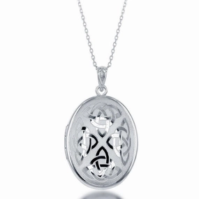 Sterling Silver Oval Celtic Designed Locket