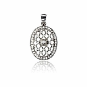 Sterling Silver Oval CZ Pendant