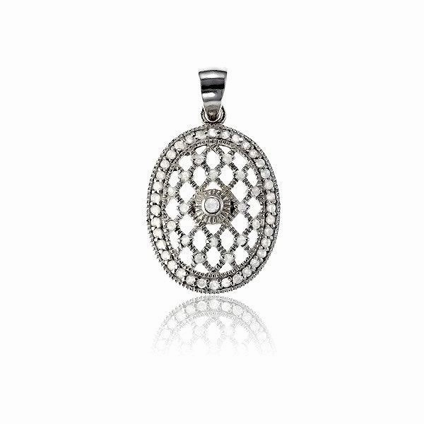 Sterling Silver Oval CZ Pendant