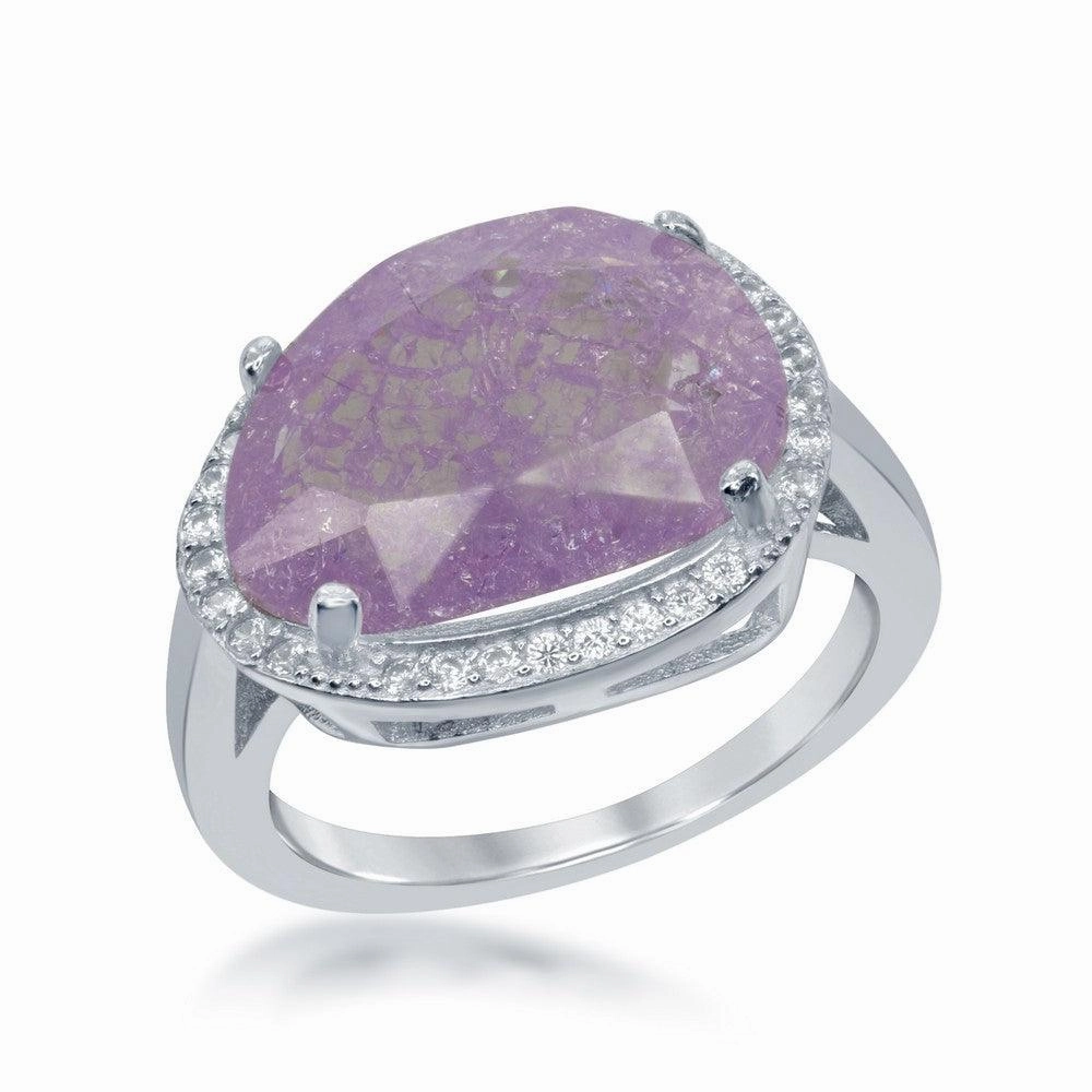 Sterling Silver Oval Light Pink Ice CZ Ring, Size 7