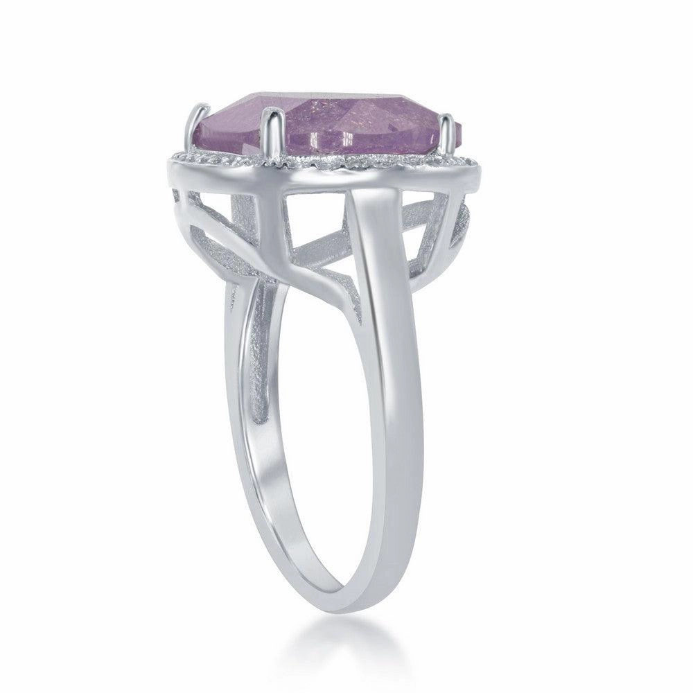 Sterling Silver Oval Light Pink Ice CZ Ring, Size 7