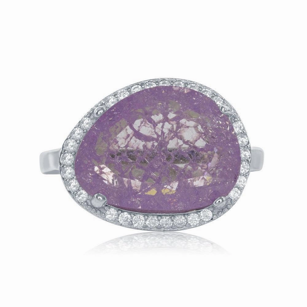 Sterling Silver Oval Light Pink Ice CZ Ring, Size 7