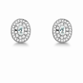 Sterling Silver Oval Micro Pave Stud Earrings
