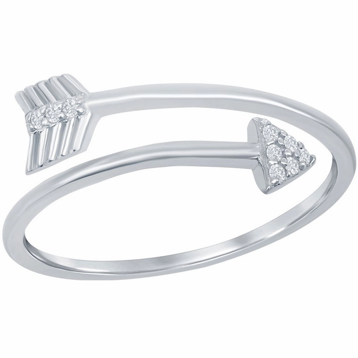 Sterling Silver Overlapping Arrow Ring - W-9859