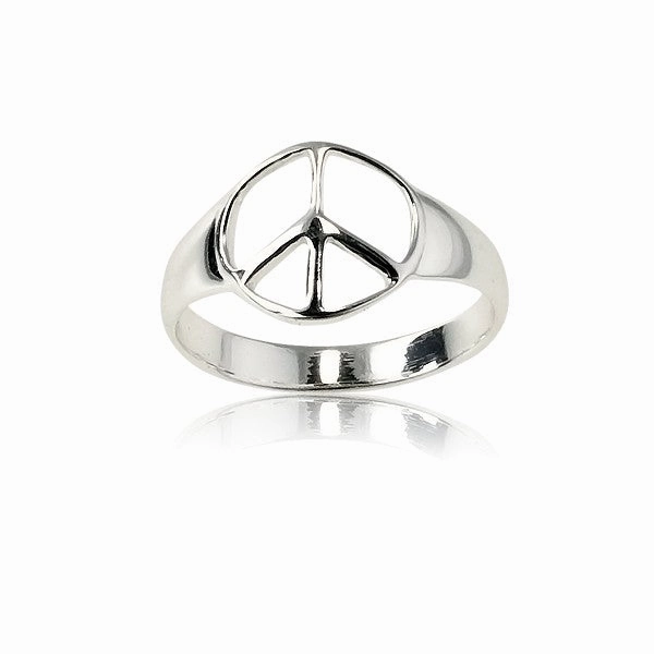 Sterling Silver Peace Sign Ring - W-9019