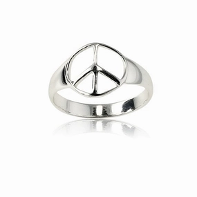 Sterling Silver Peace Sign Ring - W-9019