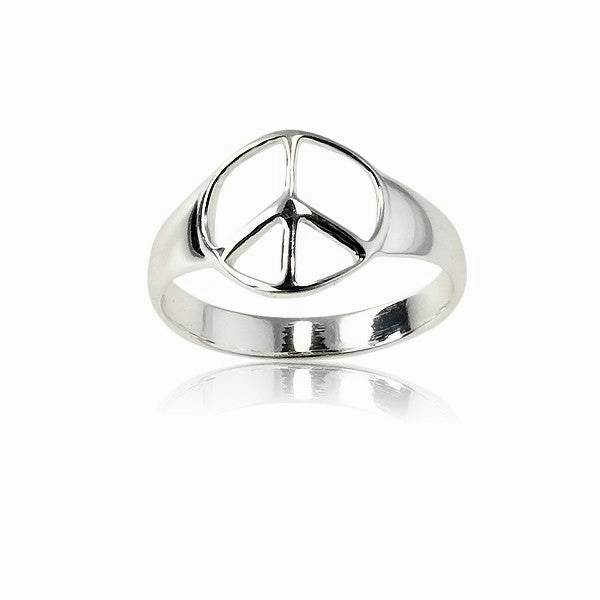 Sterling Silver Peace Sign Ring - W-9019