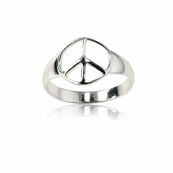 Sterling Silver Peace Sign Ring - W-9019