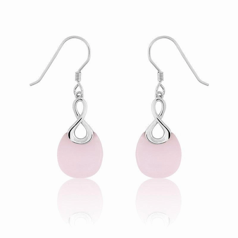 Sterling Silver Pink Infinity Cats Eye Earrings