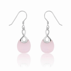 Sterling Silver Pink Infinity Cats Eye Earrings