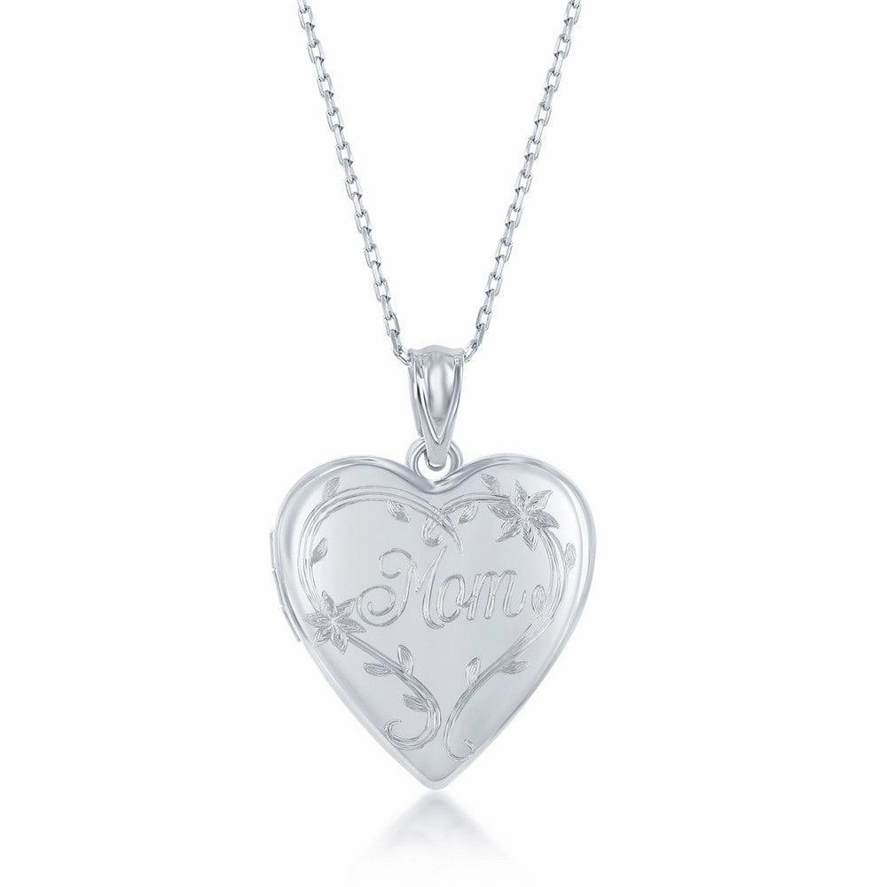 Sterling Silver Polished Mom Heart Locket