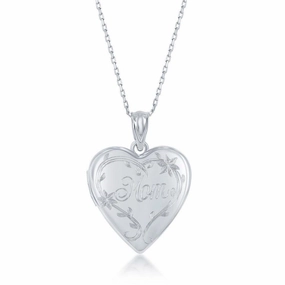 Sterling Silver Polished Mom Heart Locket