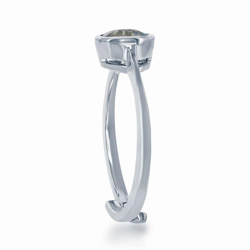 Sterling Silver "April" White Topaz Bezel Set Ring