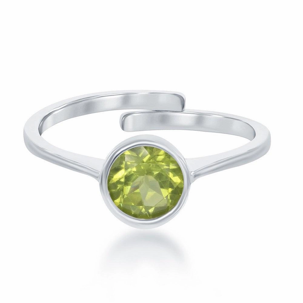 Sterling Silver "August" Peridot Bezel Set Ring