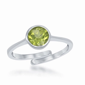 Sterling Silver "August" Peridot Bezel Set Ring