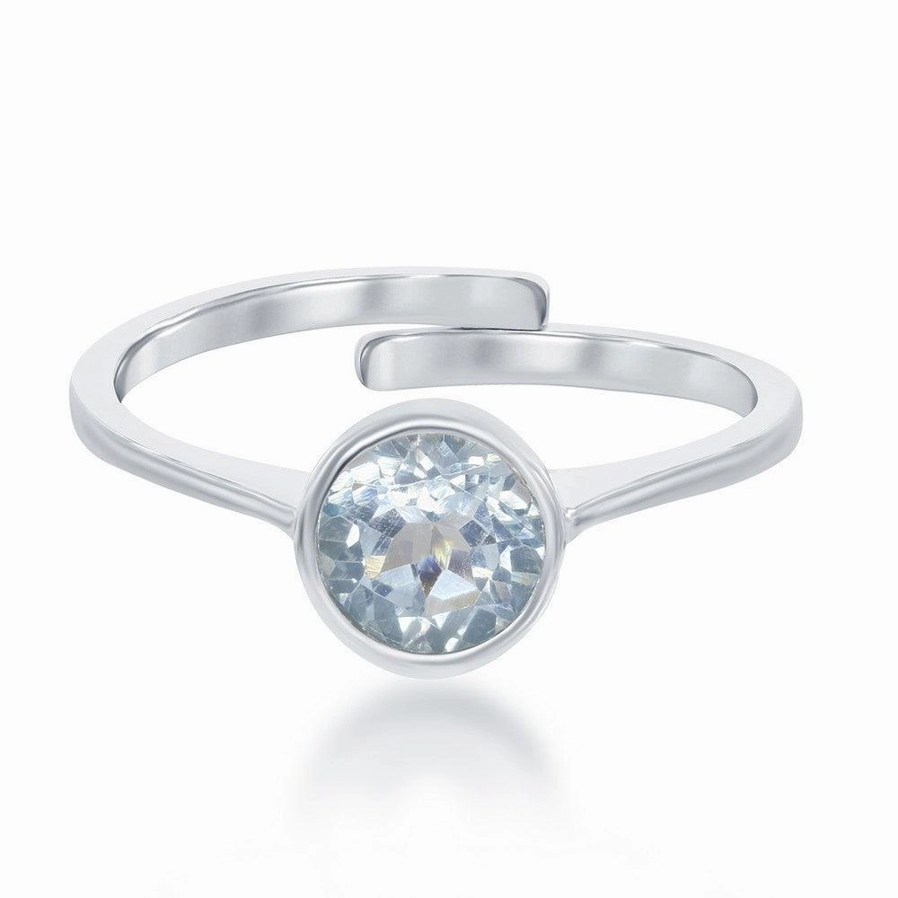 Sterling Silver "December" Blue Topaz Bezel Set Ring